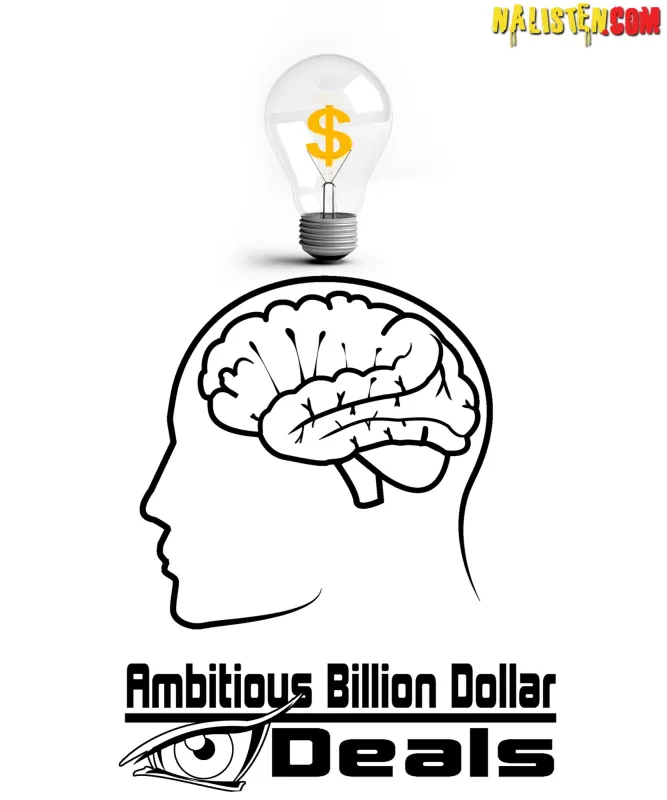 Ambitious Billion Dollar Deals logo, a head outline with a dollar light bulb
