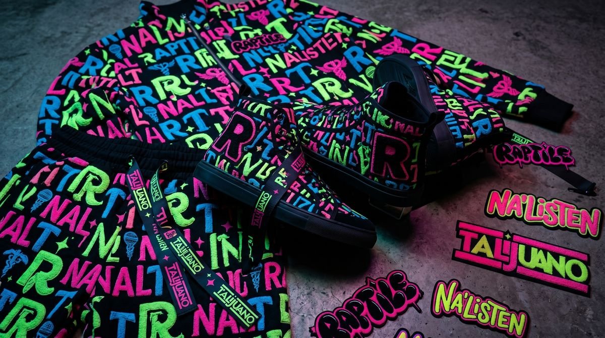 Black and white monogram pattern built from Na'Listen marks