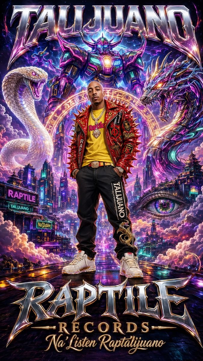 Poster of a man in a red jacket between neon cobras