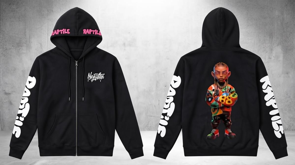 Streetwear tech pack sheet with callouts